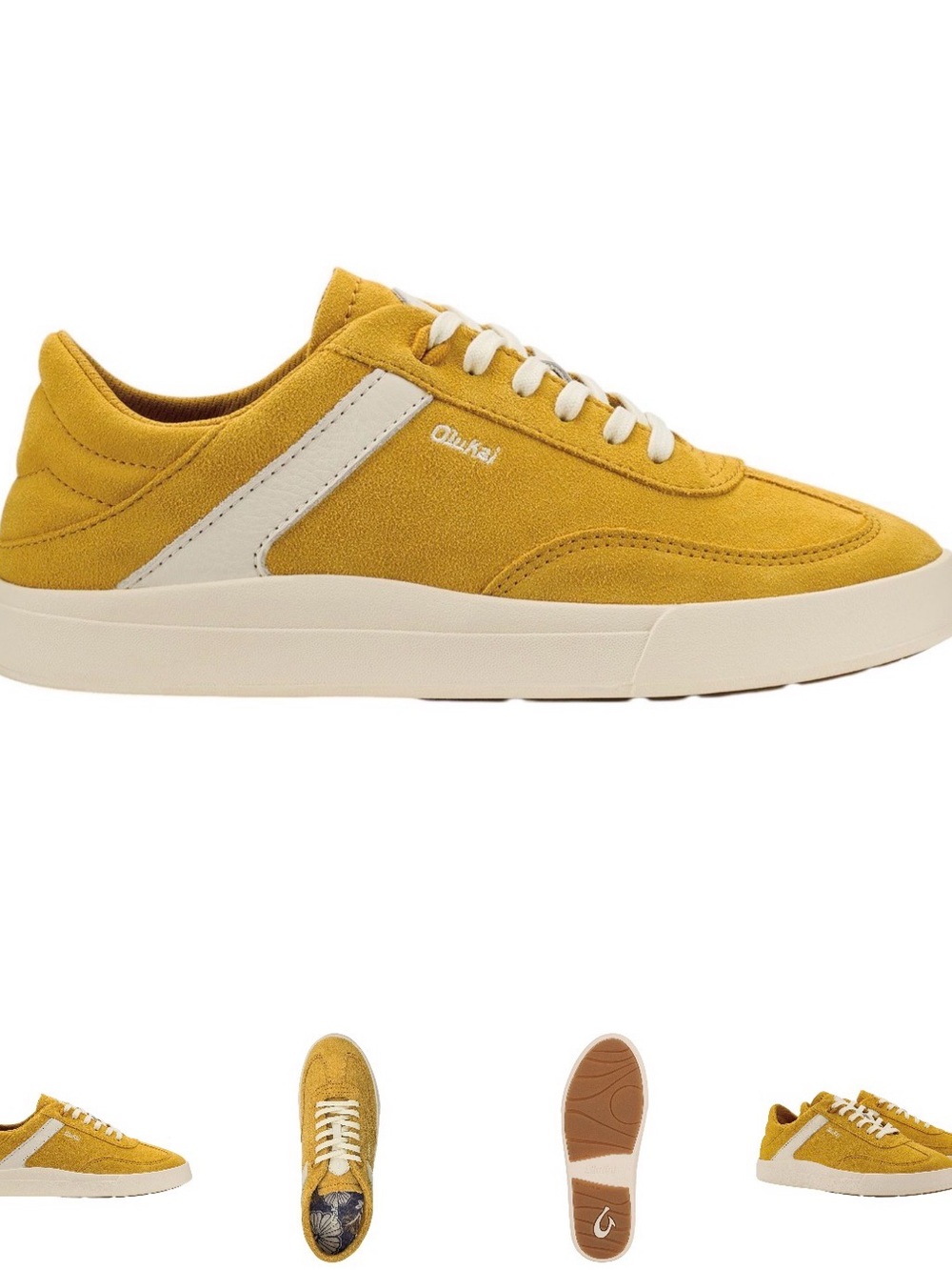 OluKai Mustard Yellow Suede Low-Top Sneakers